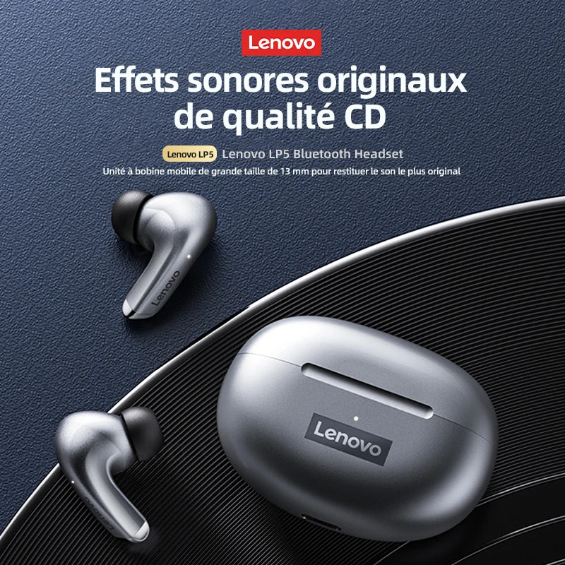 Original Lenovo LP5 TWS Wireless Bluetooth Earphone Long Battery Life Sports Headphone Dual Mode Gaming HD Call Headset With Mic