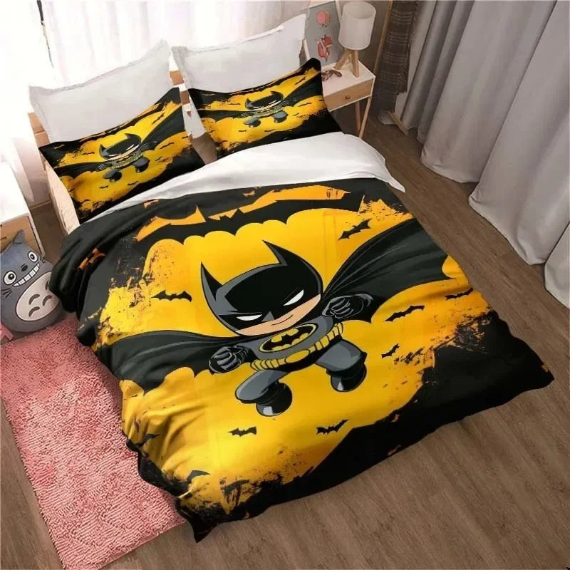 3D-gedrucktes B-Batman-Bettwäsche-Set, Cartoon-Bettbezug und Kissenbezüge, mehrere Größen, Schlafzimmerdeko, Geschenk für Jugendliche und Erwachsene
