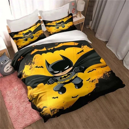3D-gedrucktes B-Batman-Bettwäsche-Set, Cartoon-Bettbezug und Kissenbezüge, mehrere Größen, Schlafzimmerdeko, Geschenk für Jugendliche und Erwachsene