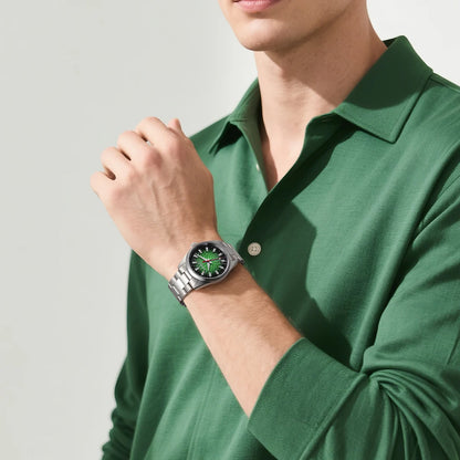 BERNY Herrenuhr – Quarzuhr, Saphirglas, leuchtende Zeiger, wasserdicht bis 10 ATM, komplett aus Edelstahl – Eleganter und lässiger Stil, ideal für den Alltag oder berufliche Anlässe
