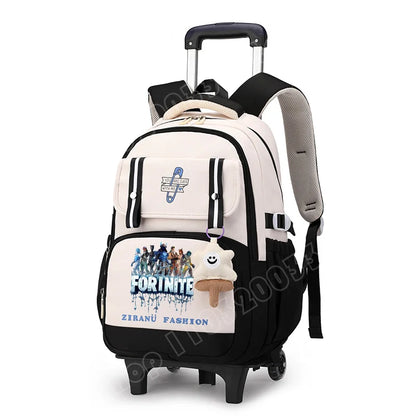Fortnite Schüler-Rollrucksack mit großem Fassungsvermögen, wasserdichtem, leichtem Design, minimalistischer Laptop-Schultasche und lässiger Reisetasche