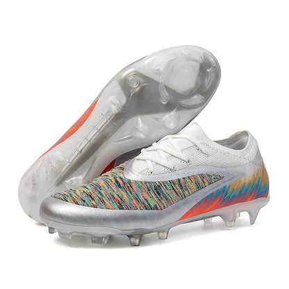 Football Shoes Men Quality Outdoor Training Soccer Boots Black White Long Spike Suitable for Teenager Boys Big Size