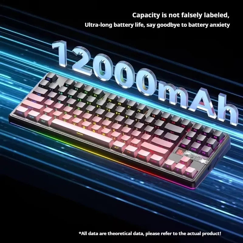Teclado Mecânico AULA F87 Pro V2, 3 Modos Sem Fios, Bateria de Longa Duração 12000mAh, Hot-Swap, RGB Personalizável, Teclado E-Sports para PC Gaming