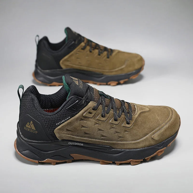 HIKEUP Latest Men's Hiking Shoes, Wear-Resistant Non-Slip Outdoor Sneakers, Rock Climbing Trekking Hunting Men Sports Suede Leather