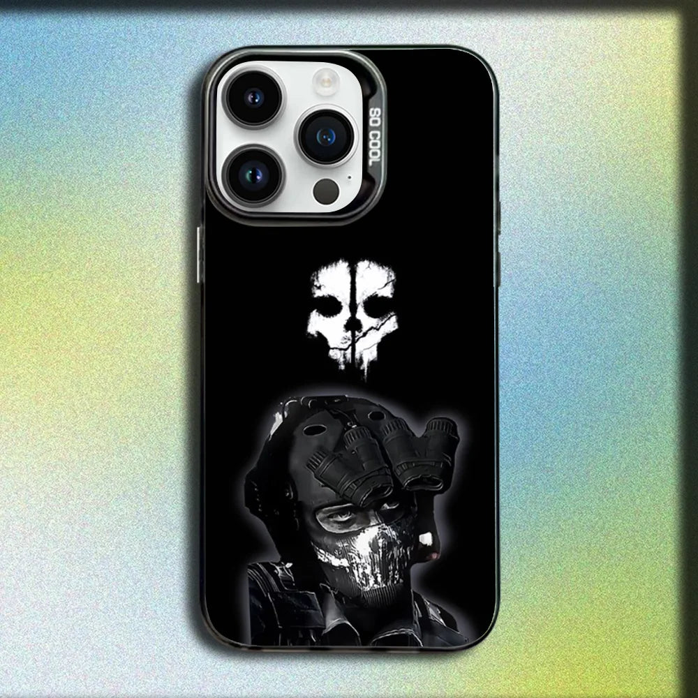COD Call Of Duty G-Ghost Phone Case For iPhone 16,15,14,13,12,11,Mini,Pro,SE,MAX Gray Matte Silicone Black Cover
