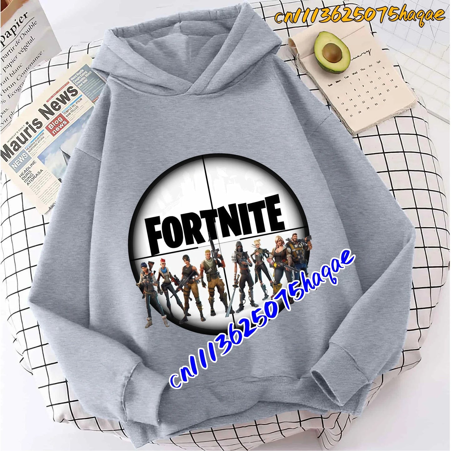 Hoodies infantis Fortnite com estampado do jogo, fato confortável de desenho animado, tops largos de manga comprida, roupa de outono/inverno