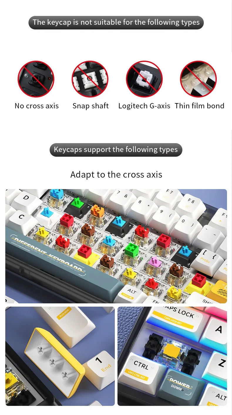 RGB-Gamer-Tastenkappen mit Farbverlauf-Hintergrundbeleuchtung für mechanische Tastaturen mit MX-Switches, OEM-Profil, PBT-Keycaps, Weiß/Blau, ISO-Layout, DIY-Tastenkappen