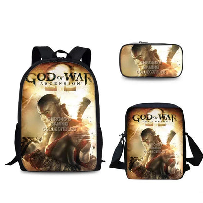 Game God of War Schoolbag Backpack Lunch Bag Pencil Case Set Gift for Kids Students