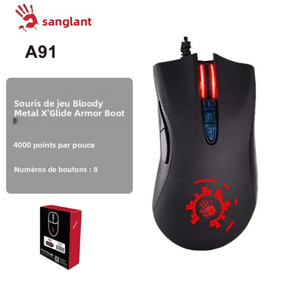 A4TECH Bloody A91 Gaming Mouse 4000 DPI Wired RGB Gaming Mouse, 8 Programmable Buttons, 1000Hz Polling Rate, Drag Click Gaming Mouse