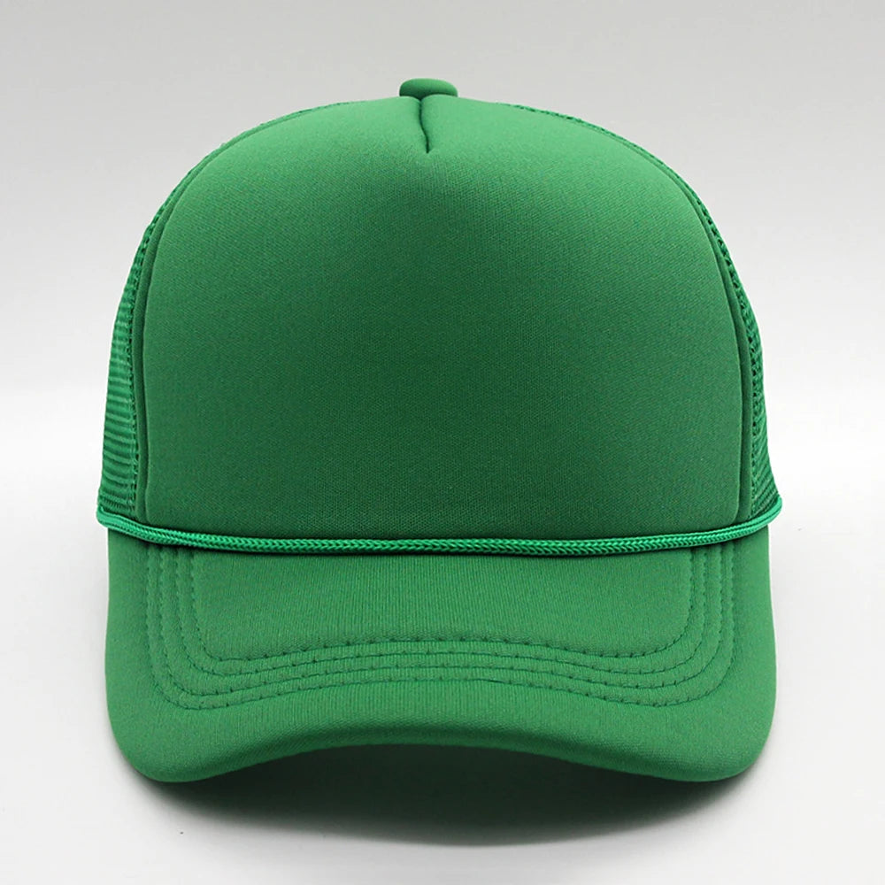 5 panel Trucker Caps Men Women Plain Blank Foam Mesh Baseball Cap With Rope Summer Breathable Outdoor Sport Sun Visor Hats