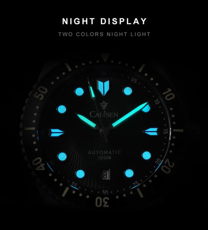 CADISEN Mechanical Automatic Watch Luxury Sapphire Japan MIYOTA 8215 Blue Wristwatch Ceramic Ring Waterproof Gift Men Watch