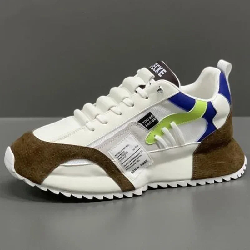 Men's Casual Sports Four Seasons Moccasins Trendy Designer Personality Lace-Up Leather Sneakers Comfortable Breathable