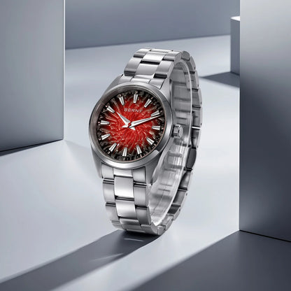 BERNY Herrenuhr – Quarzuhr, Saphirglas, leuchtende Zeiger, wasserdicht bis 10 ATM, komplett aus Edelstahl – Eleganter und lässiger Stil, ideal für den Alltag oder berufliche Anlässe