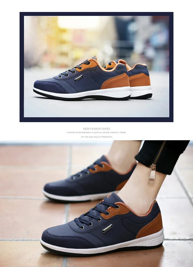 YRZL Scarpe da uomo primavera autunno impermeabili da passeggio, sneakers casual in pelle da uomo, scarpe sportive antiscivolo, calzature da tennis per uomo