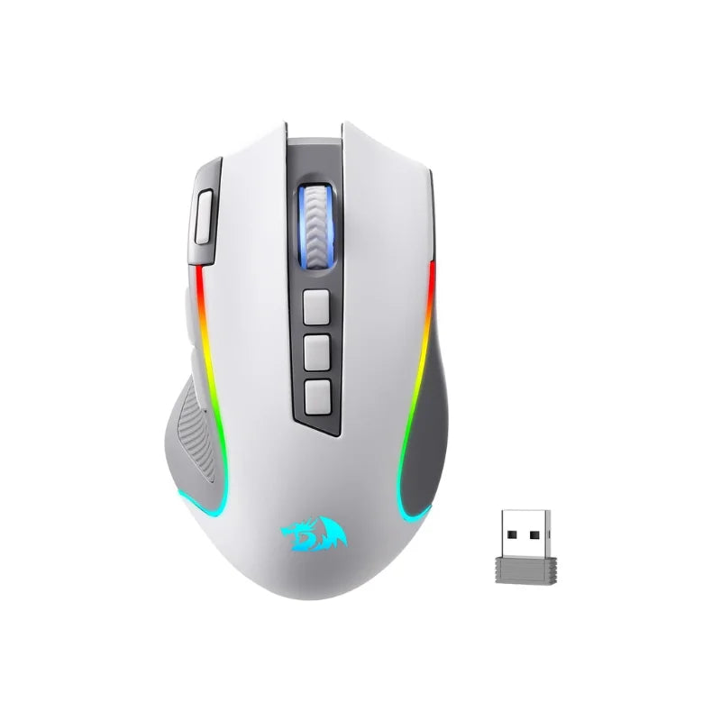Redragon M612 PRO RGB BT 2.4G Ratón gaming gamer, óptico inalámbrico de 8000 DPI, 9 botones programables, 7 modos de retroiluminación, B