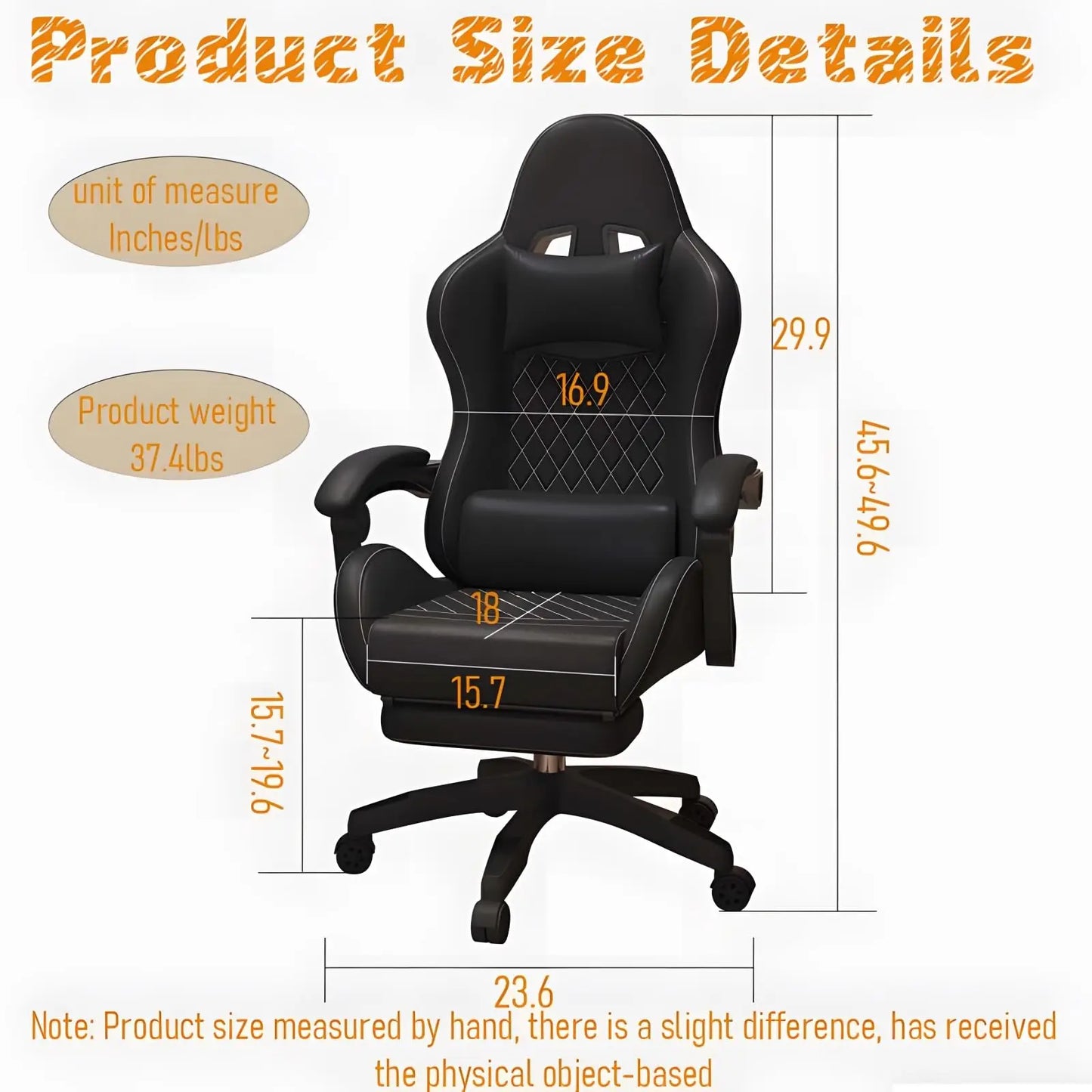 Cadeira Gaming Hestora em Couro PU Grande e Alta, Ergonómica, de Encosto Alto, para Computador, com Apoio para os Pés, Massagem e Suporte Lombar para Adultos