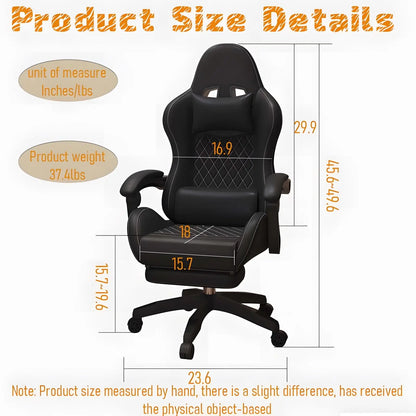 Cadeira Gaming Hestora em Couro PU Grande e Alta, Ergonómica, de Encosto Alto, para Computador, com Apoio para os Pés, Massagem e Suporte Lombar para Adultos