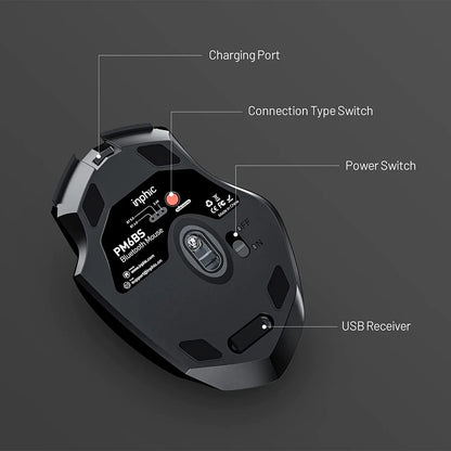 INPHIC A1 Bluetooth Mouse, Rechargeable 2.4G Tri-Mode Optical Mute Wireless Mouse, 1600 DPI for Mac, Laptop, PC, Tablet, Mobile Phone