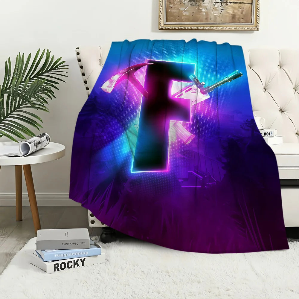 F-Fortnite Logo Game Decke – weiche Kuscheldecke für Picknick, Bett, Sofa, Zuhause und Schlafzimmer, gemütlich warm und komfortabel