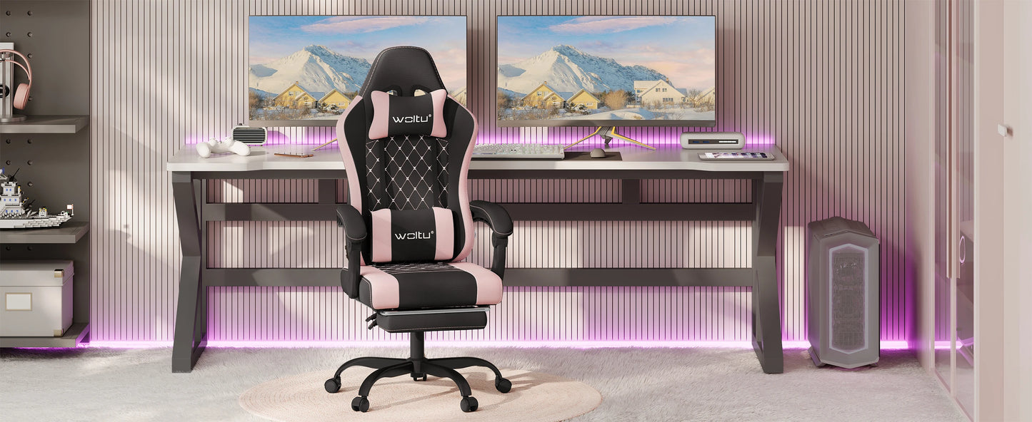 Sedia da ufficio girevole WOLTU con funzione massaggio, poltrona ergonomica con cuscino e poggiapiedi, sedia gaming regolabile in altezza