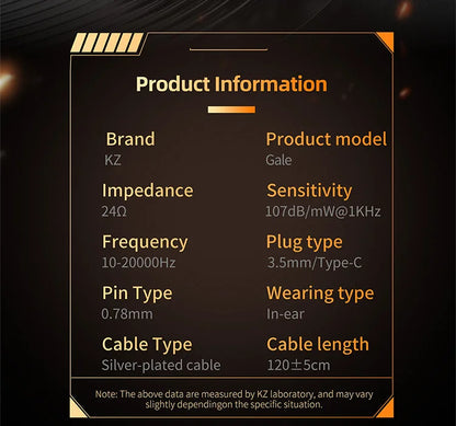 KZ Gale Gaming-IEM-Ohrhörer – HiFi-In-Ear-Monitor mit superlinearem Treiber und abnehmbarem, versilbertem 2-Pin-Kabel
