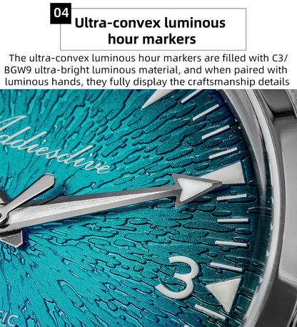 Reloj de buceo para hombre ADDIESDIVE AD2508, luminoso, resistente al agua 100M, acero inoxidable 316L, movimiento 8215, reloj mecánico automático