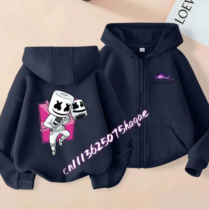 Neue Fortnite-Kapuzenjacke für Kinder im Herbst, mit Cartoon-Spielcharakter-Print, Reißverschluss, Winterjacke für Jungen
