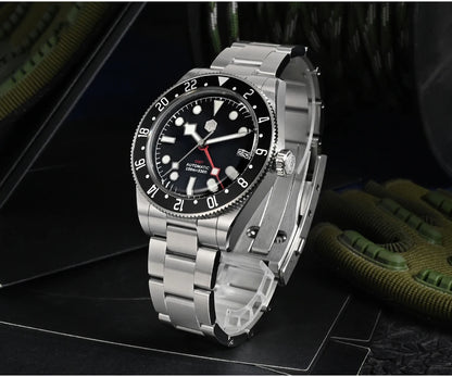 San Martin 39mm NH34 GMT Men's Luxury Watch Bidirectional Aluminum Bezel Automatic Mechanical Sapphire 100M Waterproof SN0109
