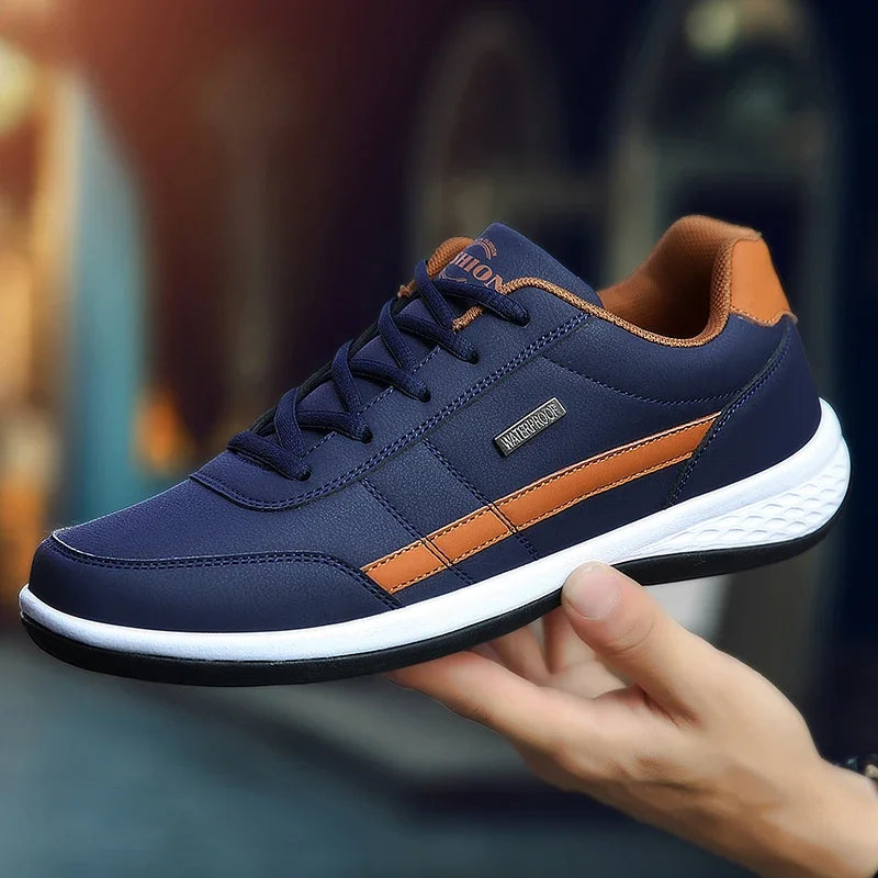 Leather Men's Sneakers Trendy Casual Italian Breathable Leisure Male Sneakers Non-Slip Footwear Men Vulcanized Shoes