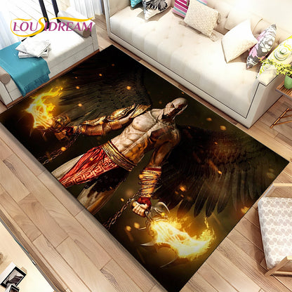 God of War Game Gamers Kratos  Area Rug,Carpet Rug for Living Room Bedroom Sofa Doormat Decoration, Kids Play Non-slip Floor Mat