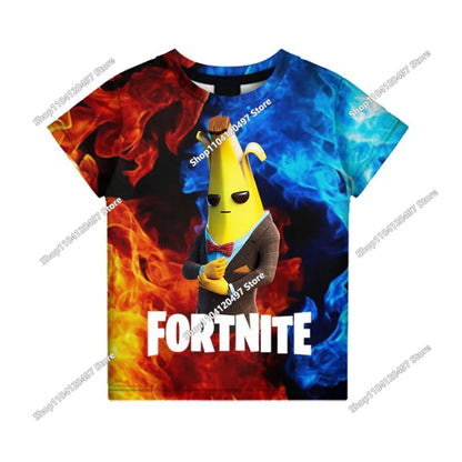 Camiseta 3D Halloween Peely para niños y niñas, camiseta navideña Fortnite Battle Royale, streetwear infantil Victory Game, ropa para hombre