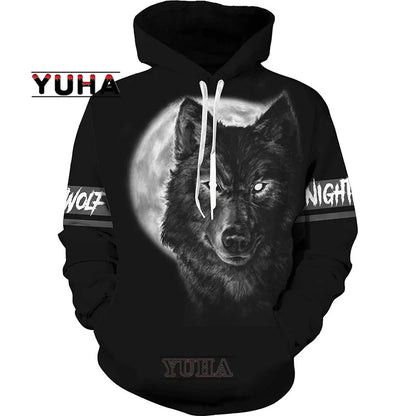3D-bedruckter Wolf-Hoodie Unisex – cooler Pullover mit Tiergrafik, Sweatshirt für Herren-Streetwear
