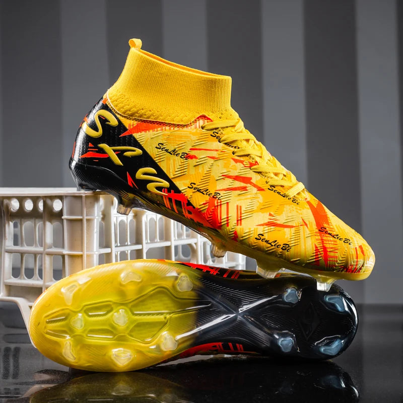 Chaussures de football professionnelles pour hommes/femmes, crampons antidérapants FG, bottes de football respirantes, chaussures d'entraînement à tige haute