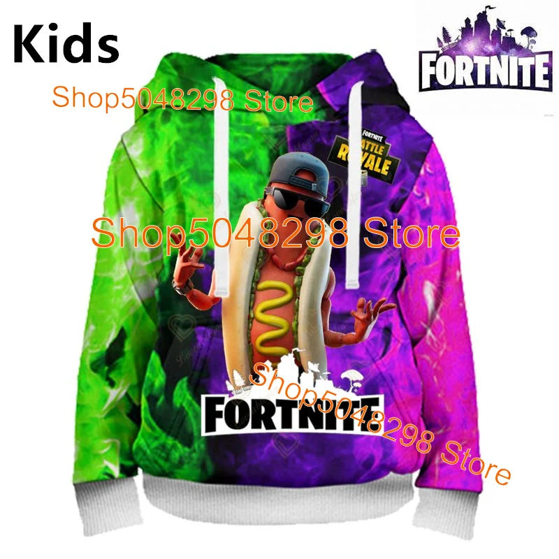 Sweatshirt com Estampado de Herói Fortnite, Jogo Popular, para Rapazes e Raparigas, Roupa 3D Casual, Hoodie para Crianças, Adultos, Homens e Mulheres, Pullover de Primavera e Outono