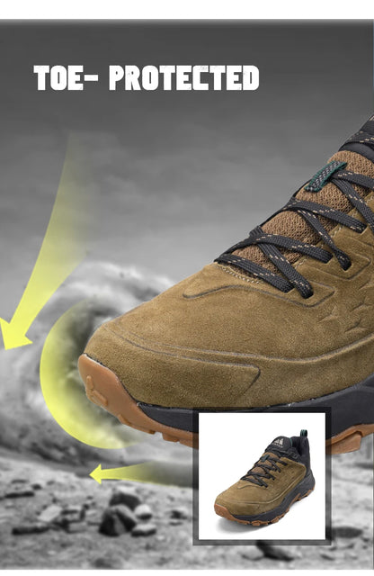 HIKEUP Latest Men's Hiking Shoes, Wear-Resistant Non-Slip Outdoor Sneakers, Rock Climbing Trekking Hunting Men Sports Suede Leather
