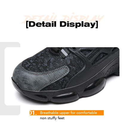 Zapatos de seguridad laboral para hombre talla 47 48 con diseño reflectante, puntera de acero, botón de rotación, zapatillas de trabajo y botas de seguridad protectoras