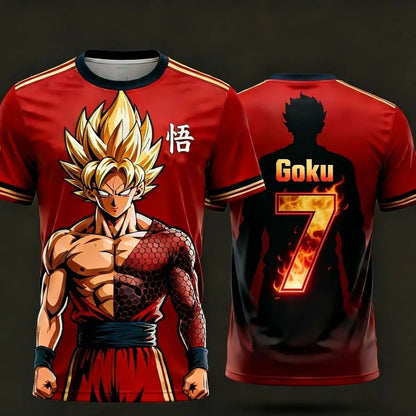Dragon Ball Son Goku Cartoon Jersey Personality 2D Summer Quick Drying T-shirt Short Sleeve Top Animation Peripheral Wholesale