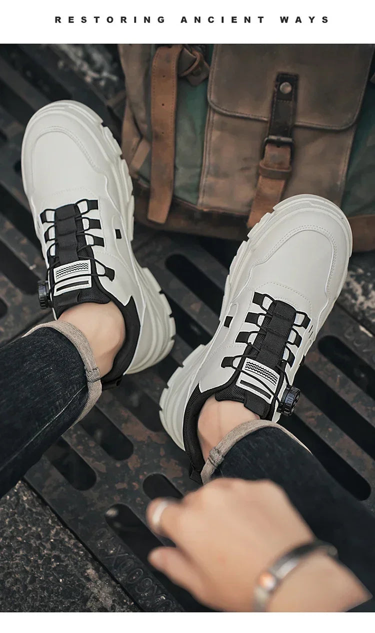 Nouvelles chaussures basses pour hommes, à boucle rotative, sportives, décontractées, tendance, d'extérieur, imperméables, chaussures de travail, semelle EVA, caoutchouc, Zapatillas Hombre