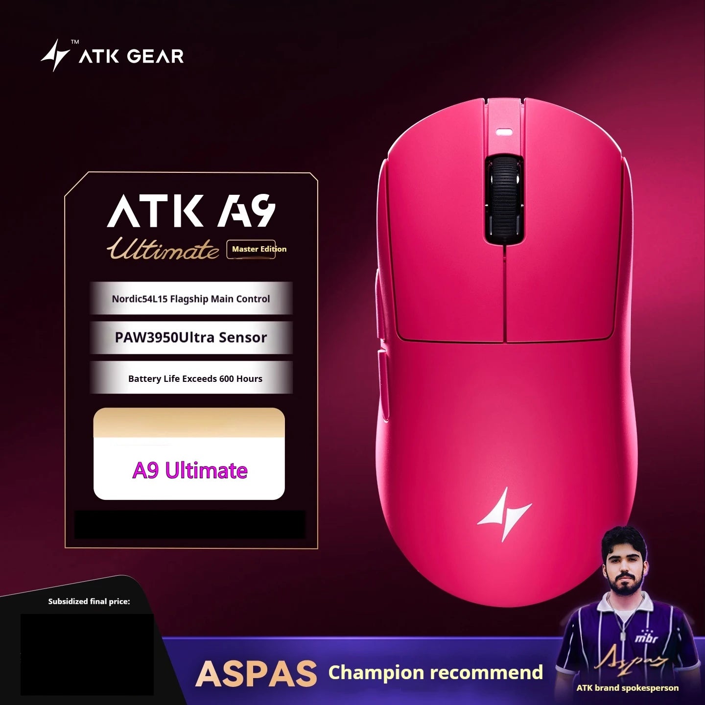 ATK A9 Plus Gaming-Maus kabellos A9/A9 SE/A9 Pro Tri-Mode 8K Gaming-Maus leicht A9 Ultimate E-Sports PC-Geschenk individuell angepasst