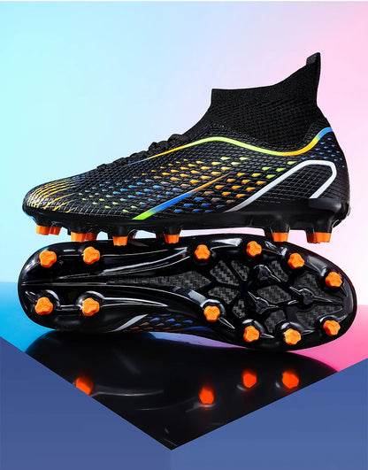 Chaussures de football FG/TF pour homme, bottes de football d'entraînement en plein air, baskets pour femme, chaussures de sport ultralégères antidérapantes, crampons de football pour terrain synthétique, grande taille