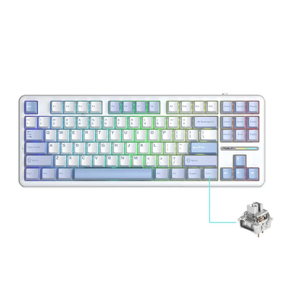 Tastiera meccanica AULA F87 Pro 2.4g/USB/Bluetooth Tri-Mode wireless, 87 tasti, RGB, PBT, gasket, silenziamento a 5 strati, full key, senza impatto