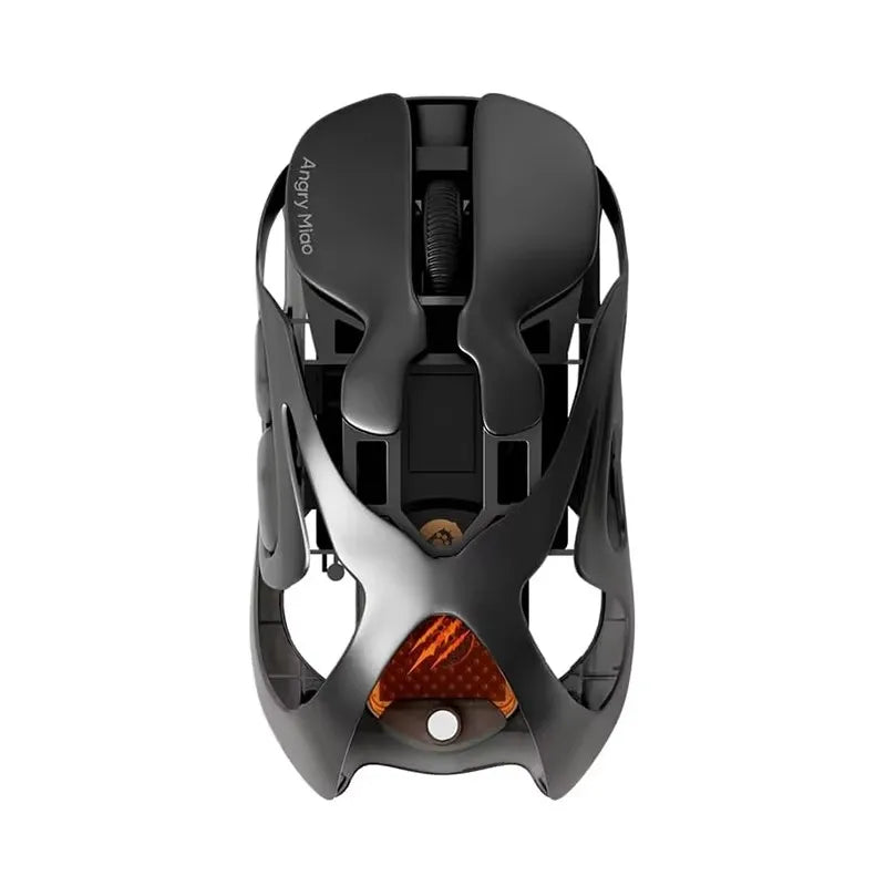Mouse gaming wireless Angry Miao Infinity, metallo ultraleggero hollow, hot-swappable, PAW3950, dual 8K cablato, tri-mode