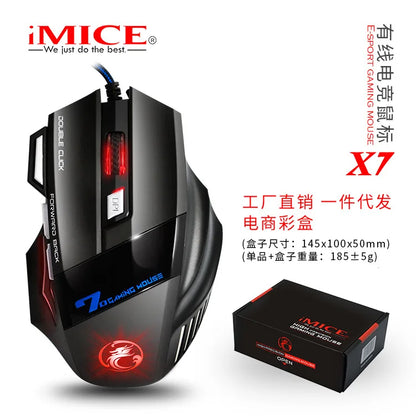 IMICE X7 Optische Gaming-Maus – einstellbare DPI, ergonomisches Anti-Rutsch-Design, farbenfrohe Beleuchtung, geeignet für Desktop-Computer und Laptop