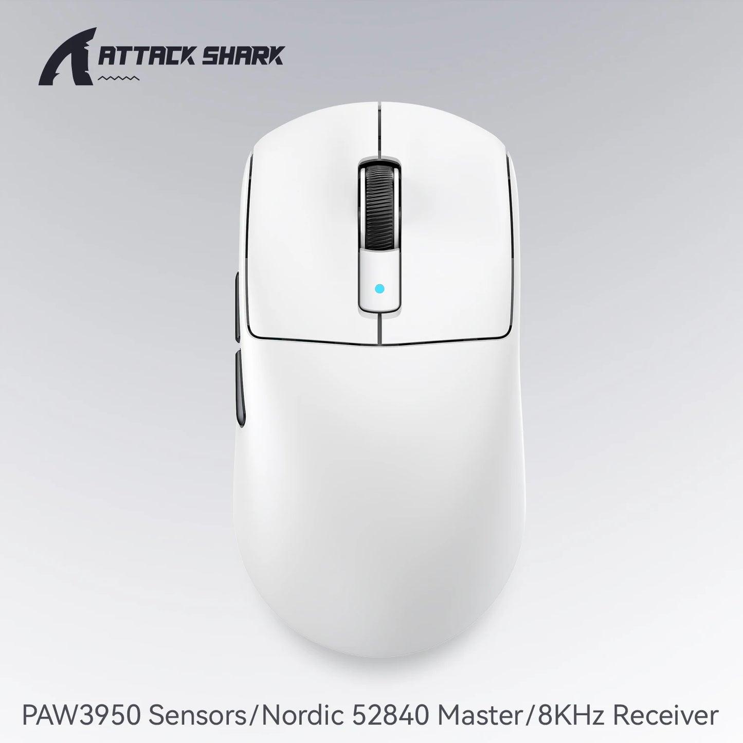 Mouse gaming wireless ATTACK SHARK R6 PAW3950MAX, polling 8Khz, ultraleggero 39g, MCU Nordic 52840, microswitch ottici Omron