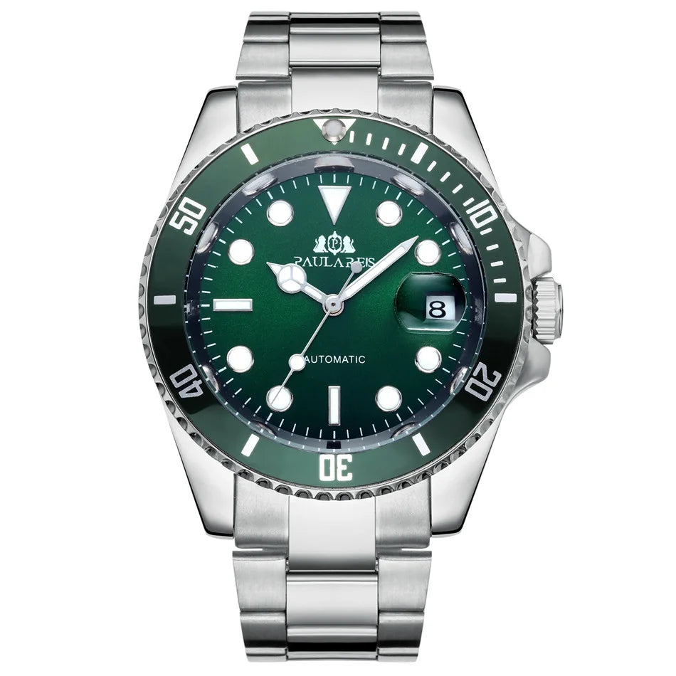 High Quality Automatic Mechanical Watch for Men Stainless Steel Red Dial Date Strong Luminous Luxury Men's Watch
