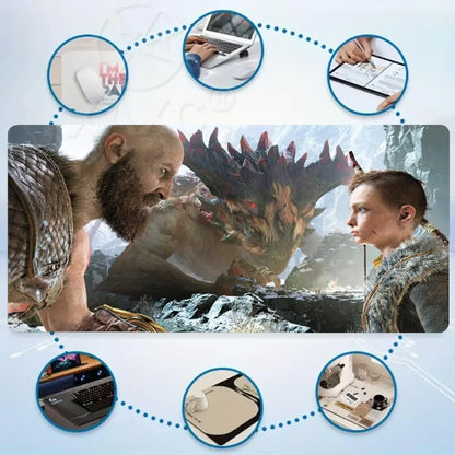 Mouse Pad God of War Xxl XAXCGaming Accessories Keyboard Computer Carpet Game Desk Mat Pc Large Gamer Cabinet Table Mats