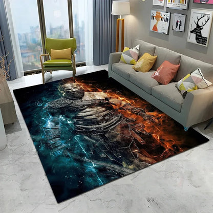 3D God of War Games Carpet Home Living Room Bedroom Sofa Doormat Decor Kids Play Area Rug Non-slip Mechanical Washable Floor Mat