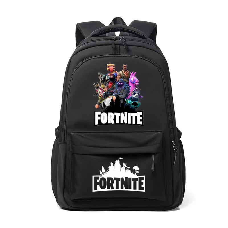 Mochila Fortnite para Crianças, Portátil e de Grande Capacidade, Mala Escolar de Estudante com Estampado Cartoon e Alças de Ombro, Material Escolar para Rapazes, Presente