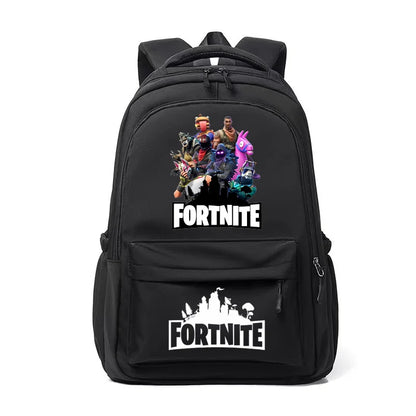 Mochila Fortnite para Crianças, Portátil e de Grande Capacidade, Mala Escolar de Estudante com Estampado Cartoon e Alças de Ombro, Material Escolar para Rapazes, Presente