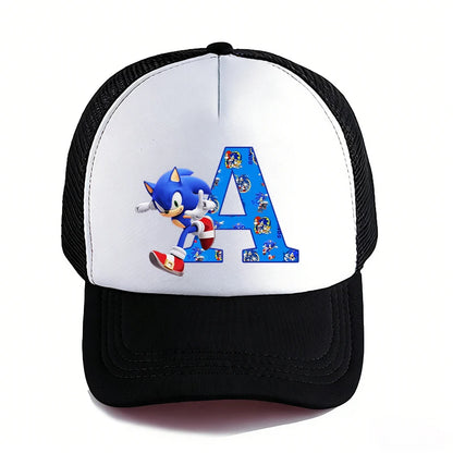 Summer Black Baseball Caps for Adult Cartoon Letters Sonics Boys Girls Outdoor Sports Breathable Mesh Hat Cute Anime Sunbonnet